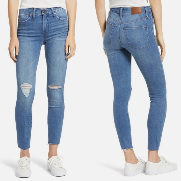 Madewell‎ Women’s 9" Mid-Rise Skinny Distressed Jeans in Bellachase Blue Size 26 - Picture 1 of 10